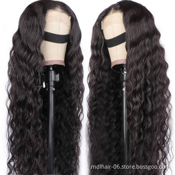 Wholesale 13X4 HD Transparent Swiss Lace Front Wig Brazilian Water Wave Human Hair Wigs Pre plucked With Baby Hair